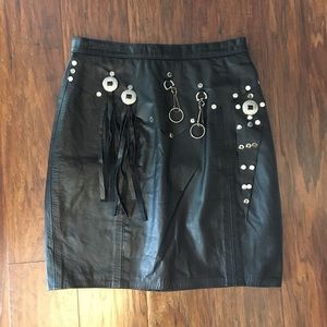 Trendy Leather Skirt With Hardware